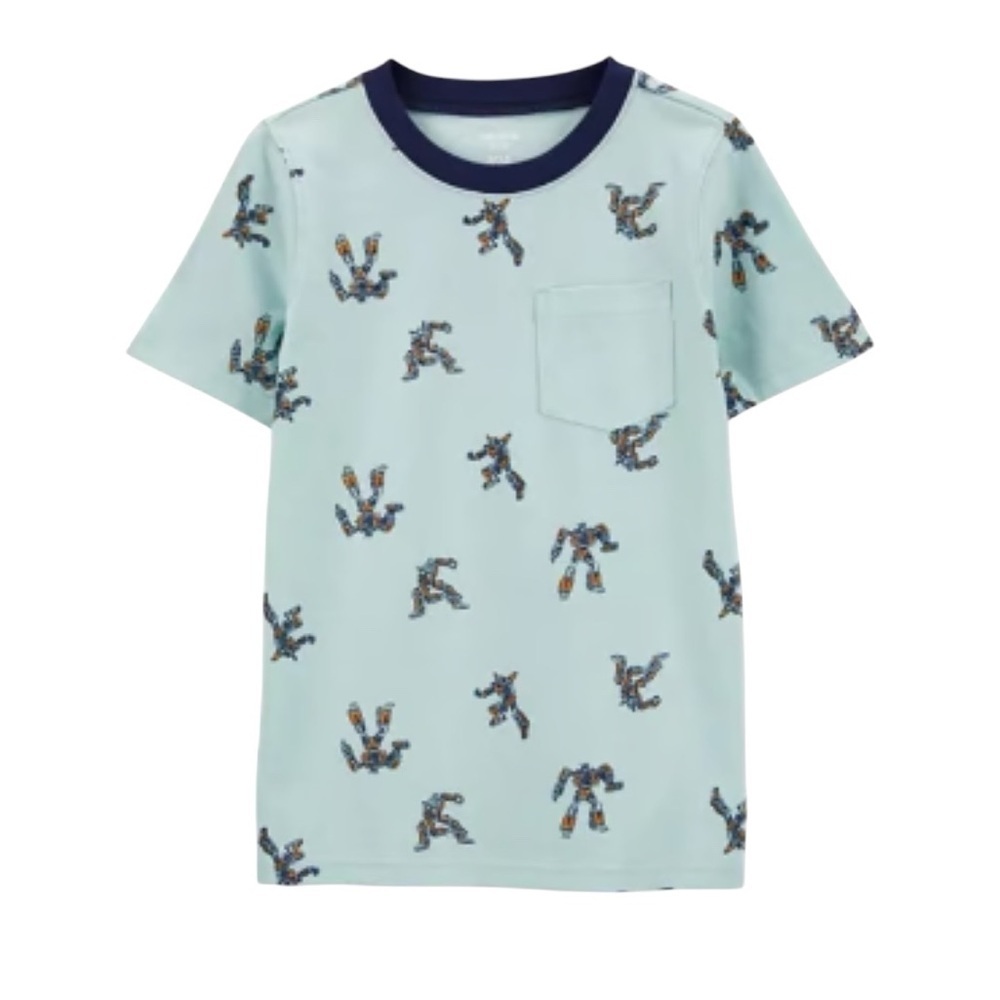 NWT Carter's Kid Green Transformer Robot Boys Graphic Tee Sz 14 100% Cotton New.